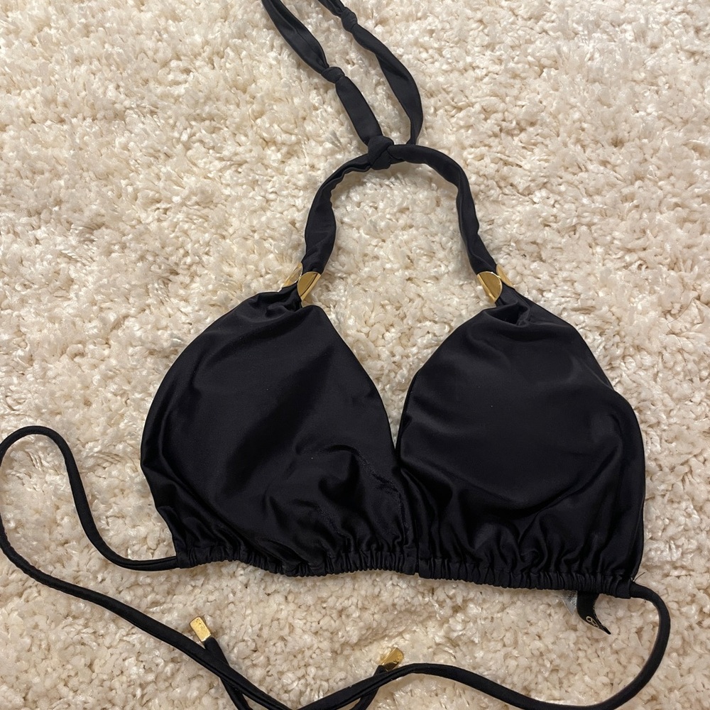 Vix Black Bikini Top with Gold Accents